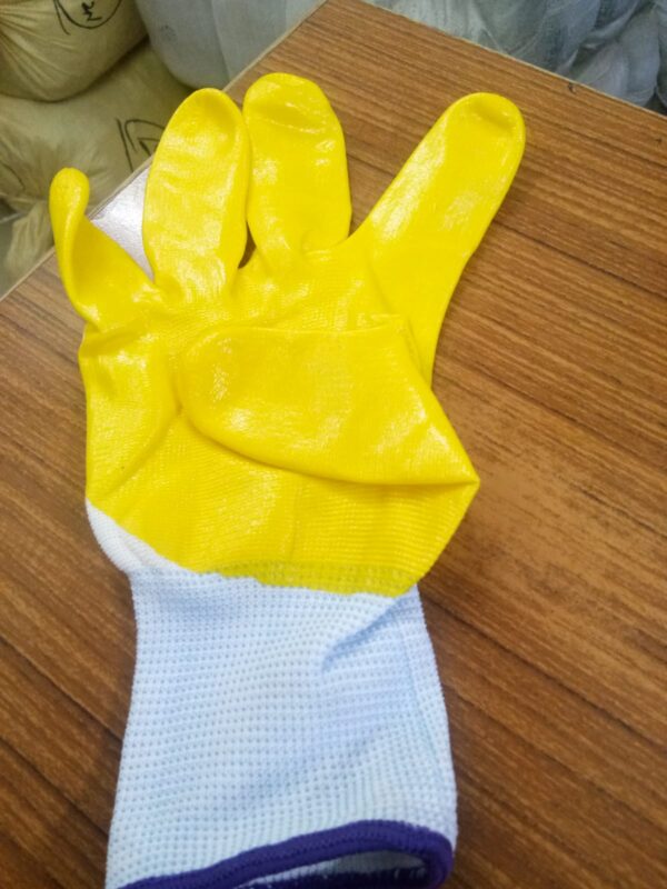 Yellow Half Dip Coated Gloves - Image 2