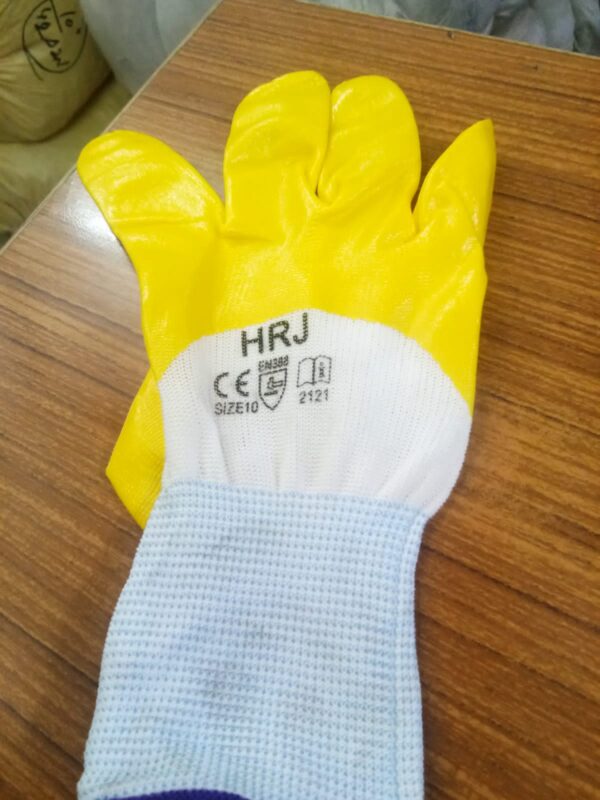 Yellow Half Dip Coated Gloves