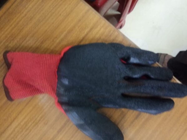 Red And Black Coated Gloves